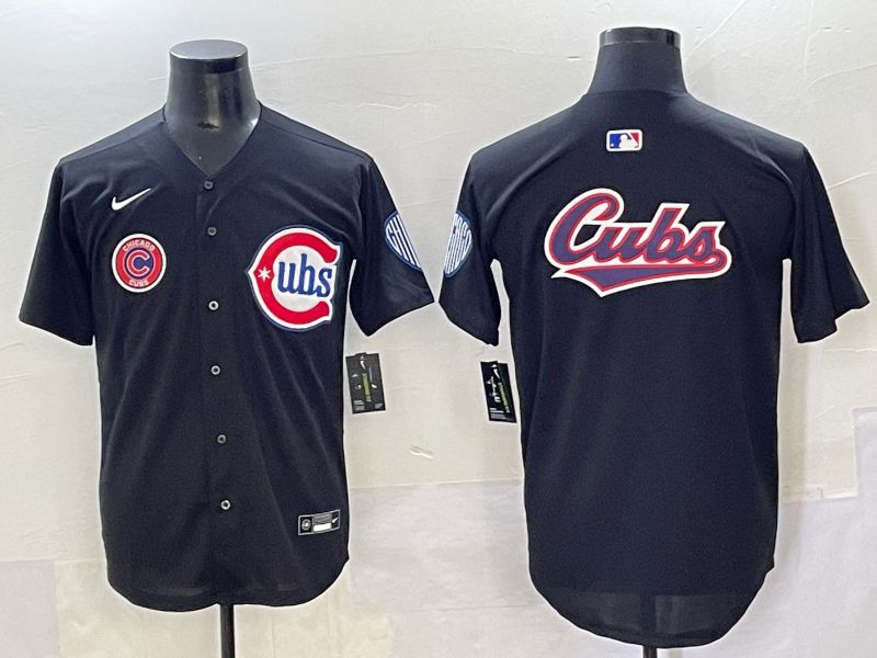 Men 2025 Chicago Cubs Blank Black Fashion Retro Nike MLB Jersey style 8